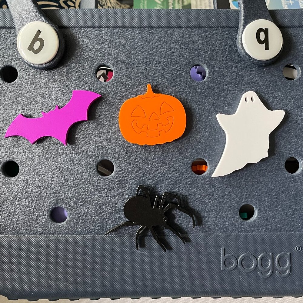 Set of 4 Bitty Halloween Bogg Charms-Bat-Ghost-Pumpkin-Spider
